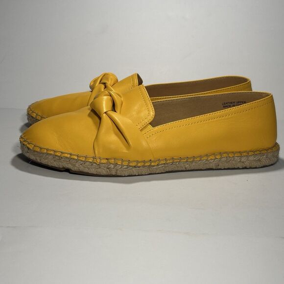 Talbots Espadrille Flats Shoes Loafers Women Size 7.5 Yellow Leather‎ Izzy Knot - Picture 2 of 12